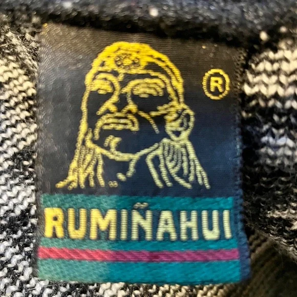 Vintage Ruminahui Wool Ecuadorian Button Down Cardigan Sweater Pockets Size XL